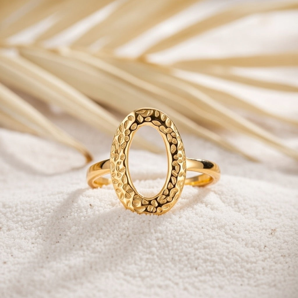Adele ~ Hammered oval ring image 1