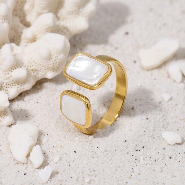 Jade ~ White Abstract Ring image 1