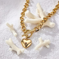 Ruby ~ Gold heart lock necklace image 3