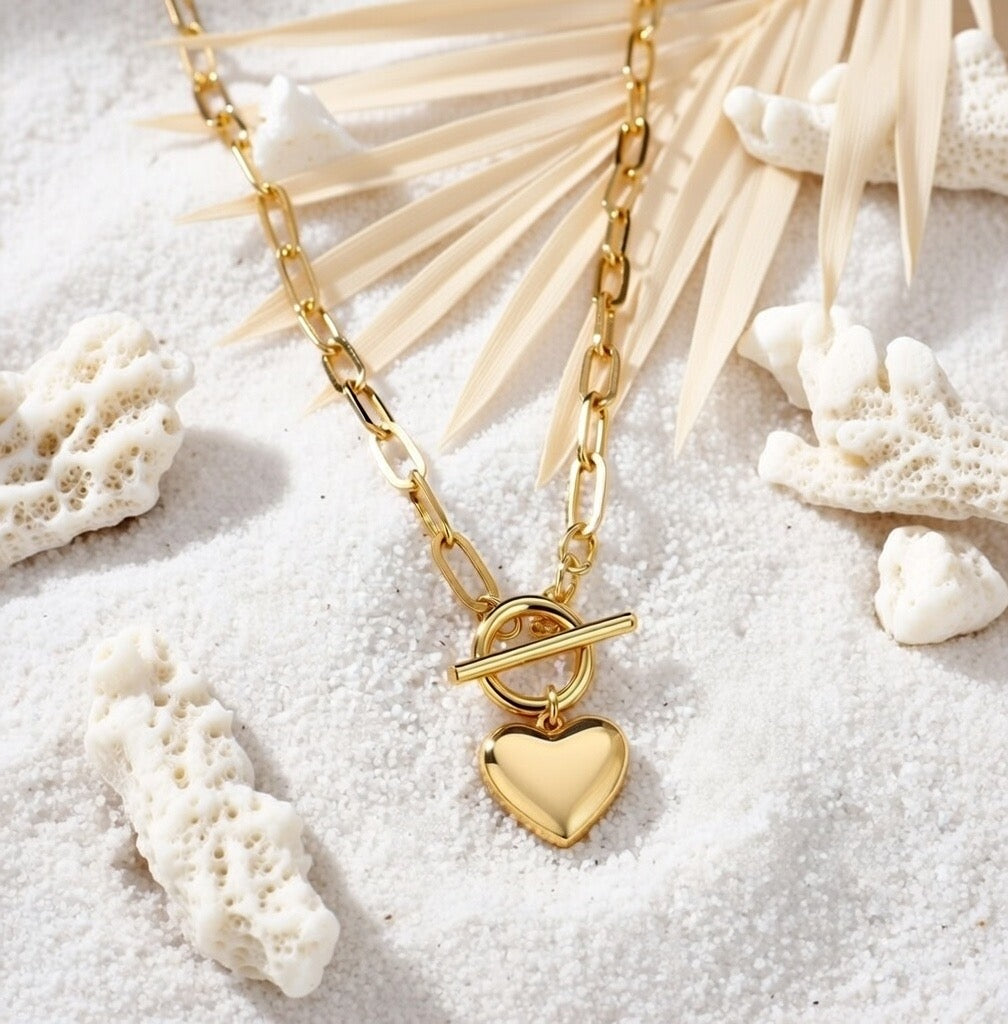 Katie ~ Gold link heart necklace image 2