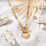 Katie ~ Gold link heart necklace image 2