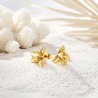 Flora ~ Dainty flower petal earrings gold image 2