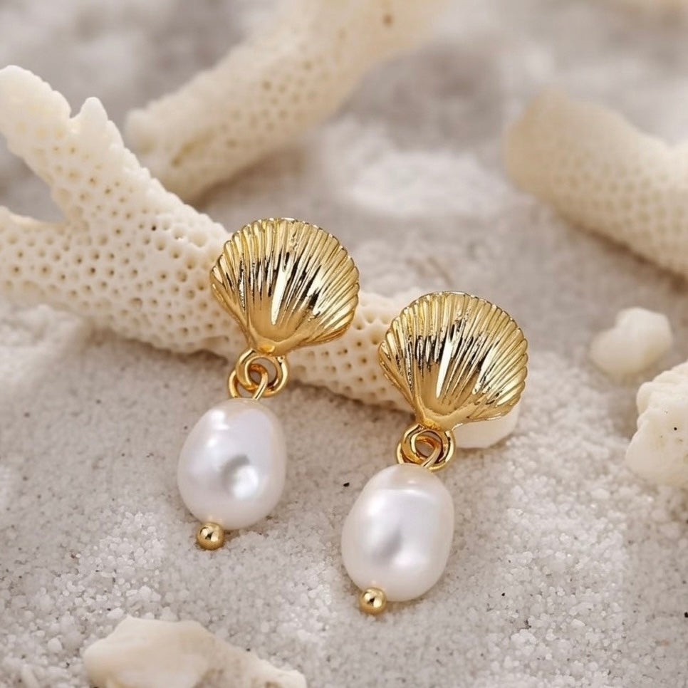 KiKi ~ Seashell & Freshwater pearl earrings image 2