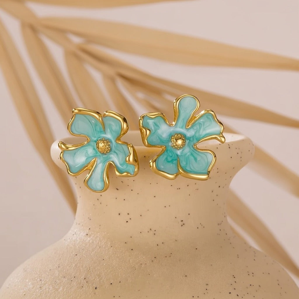 Olivia ~ blue flower earrings image 4