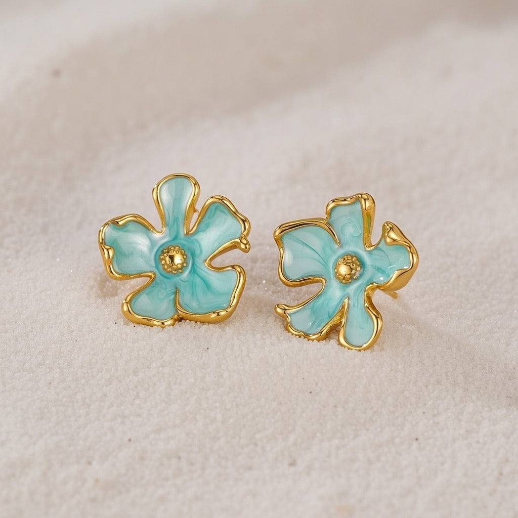 Olivia ~ blue flower earrings image 3