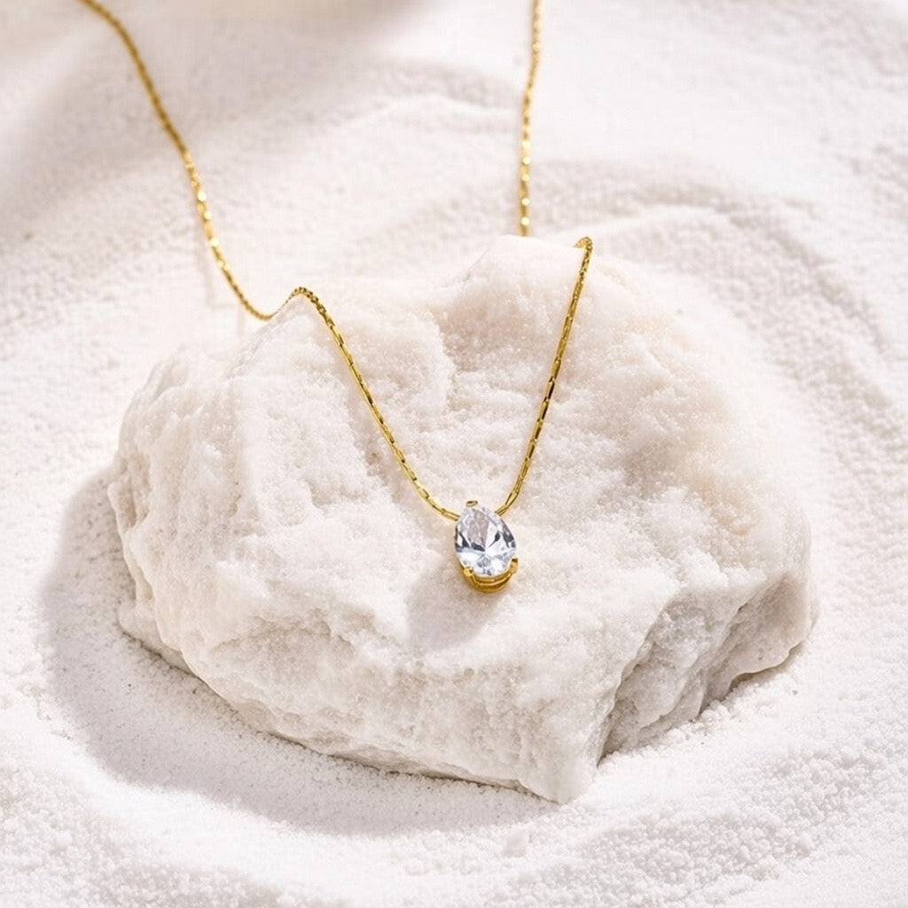 Avery ~ Gold tear drop necklace image 4