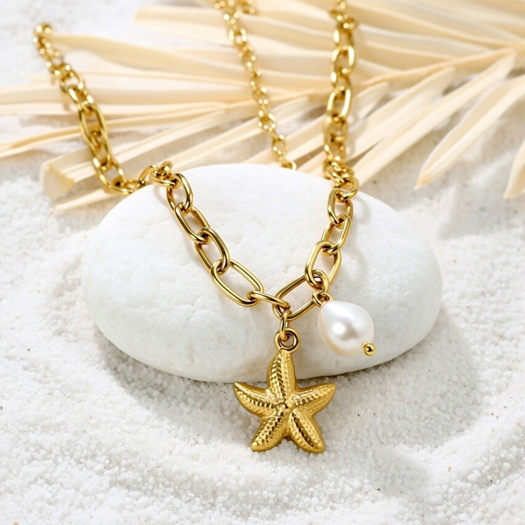 Alyssa ~ Starfish and pearl necklace image 4