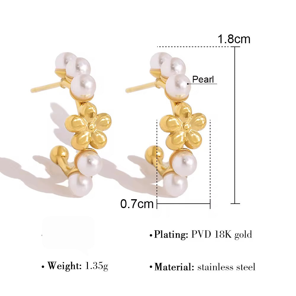 Daisy ~ Dainty flower and pearl earrings image 4
