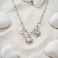 Chloe ~ Silver seashell and starfish necklace image 1