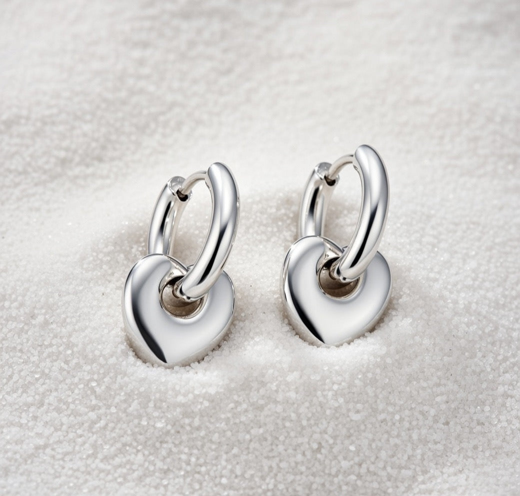 Gracie ~ Silver heart earrings image 2