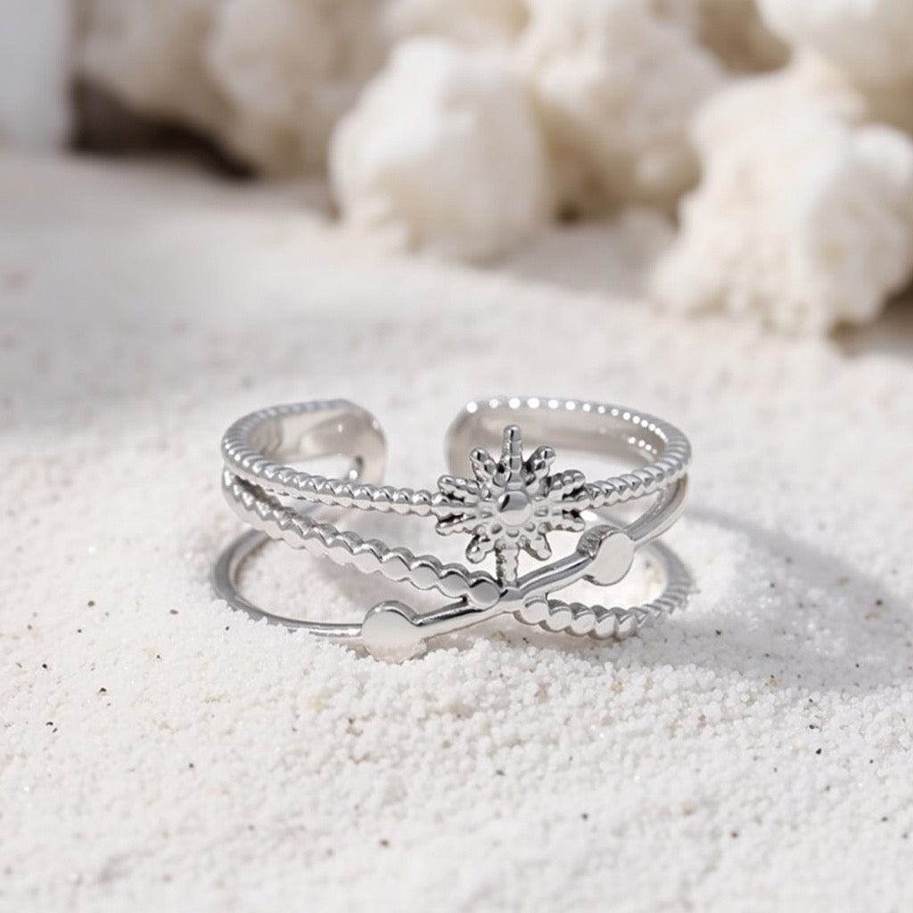 Thea ~ Silver Adjustable sun ring image 0