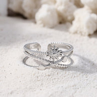 Thea ~ Silver Adjustable sun ring image 0