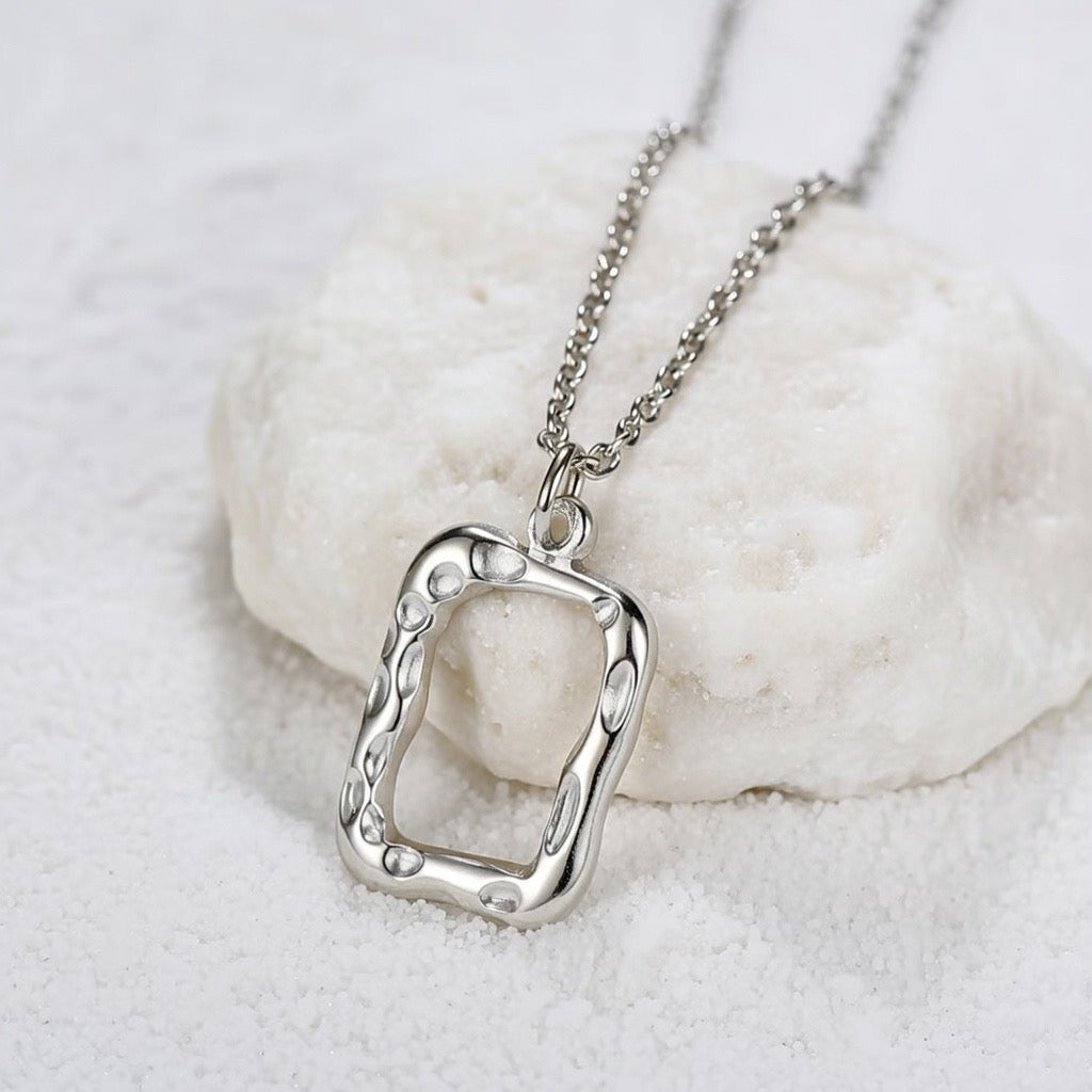 Ivy ~ Silver square abstract necklace image 2