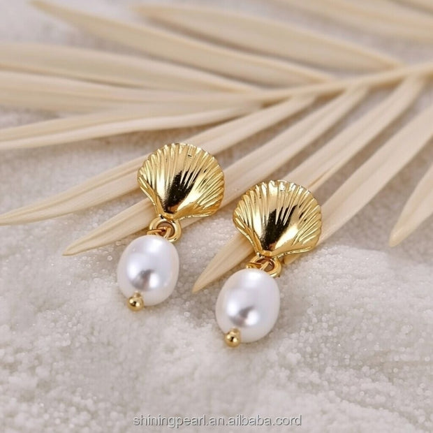 KiKi ~ Seashell & Freshwater pearl earrings image 6