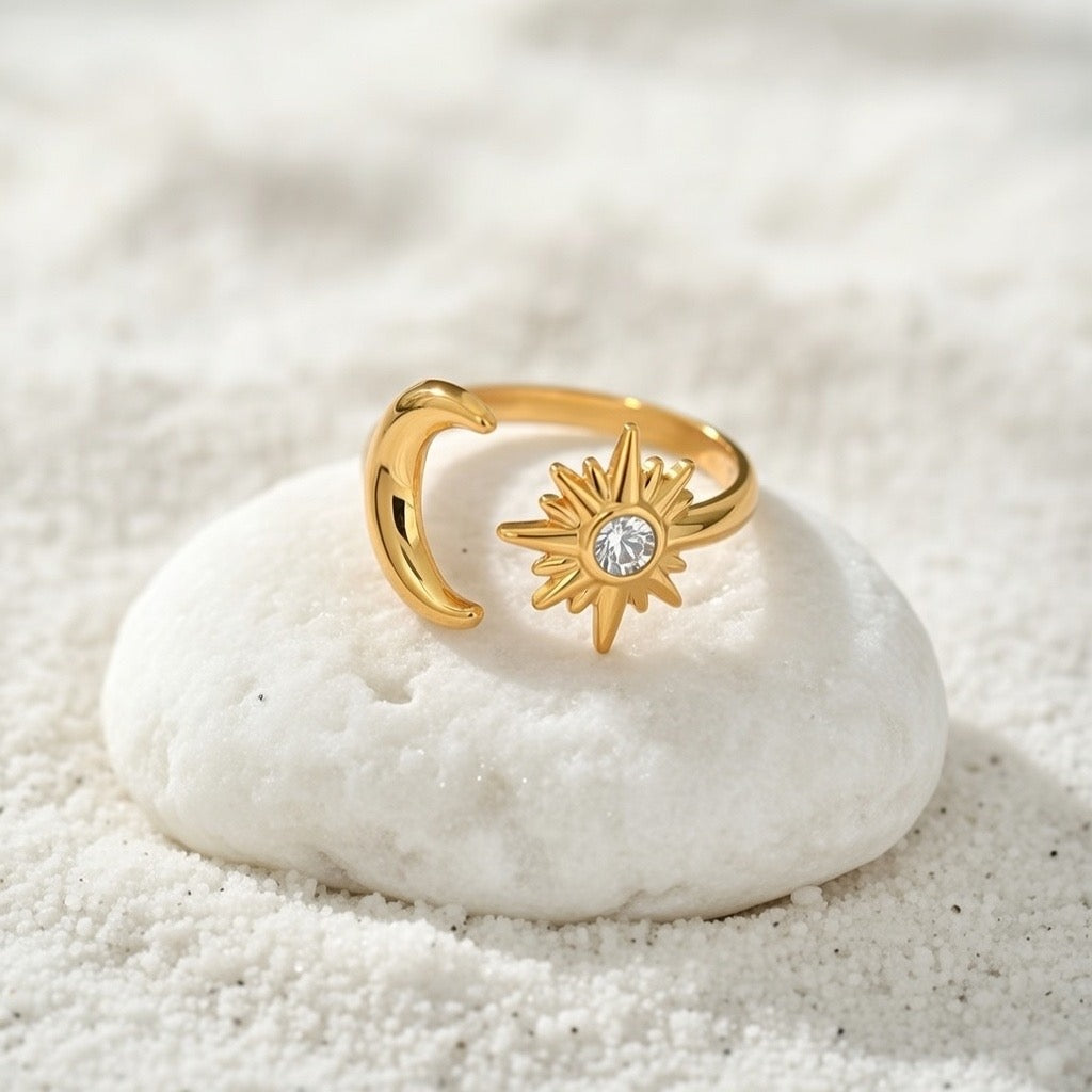Misty ~ Gold Sun and Moon ring image 5