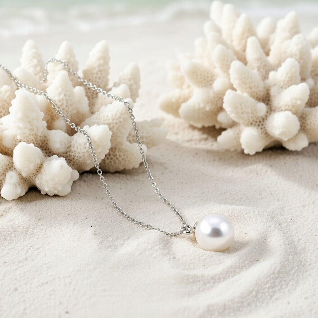 Seya ~ Silver freshwater pearl necklace image 1