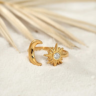 Misty ~ Gold Sun and Moon ring image 1