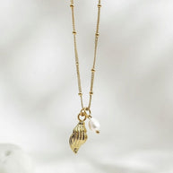 Anine ~ Seashell and Freshwater pearl necklace image 2