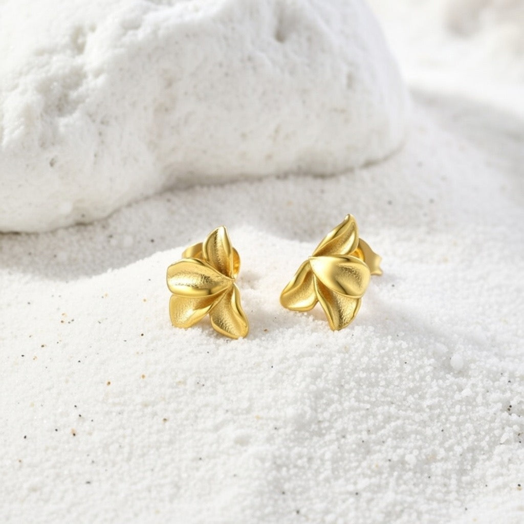 Flora ~ Dainty flower petal earrings gold image 5