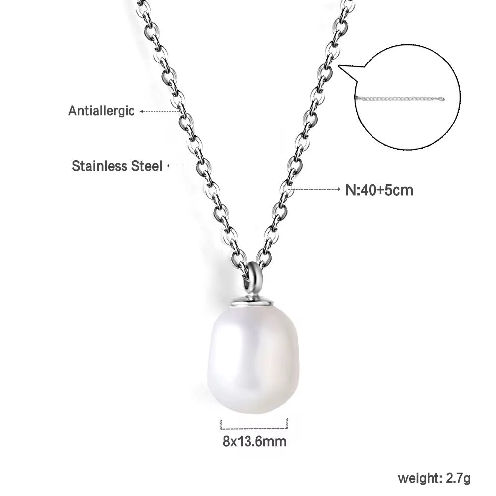 Seya ~ Silver freshwater pearl necklace image 3