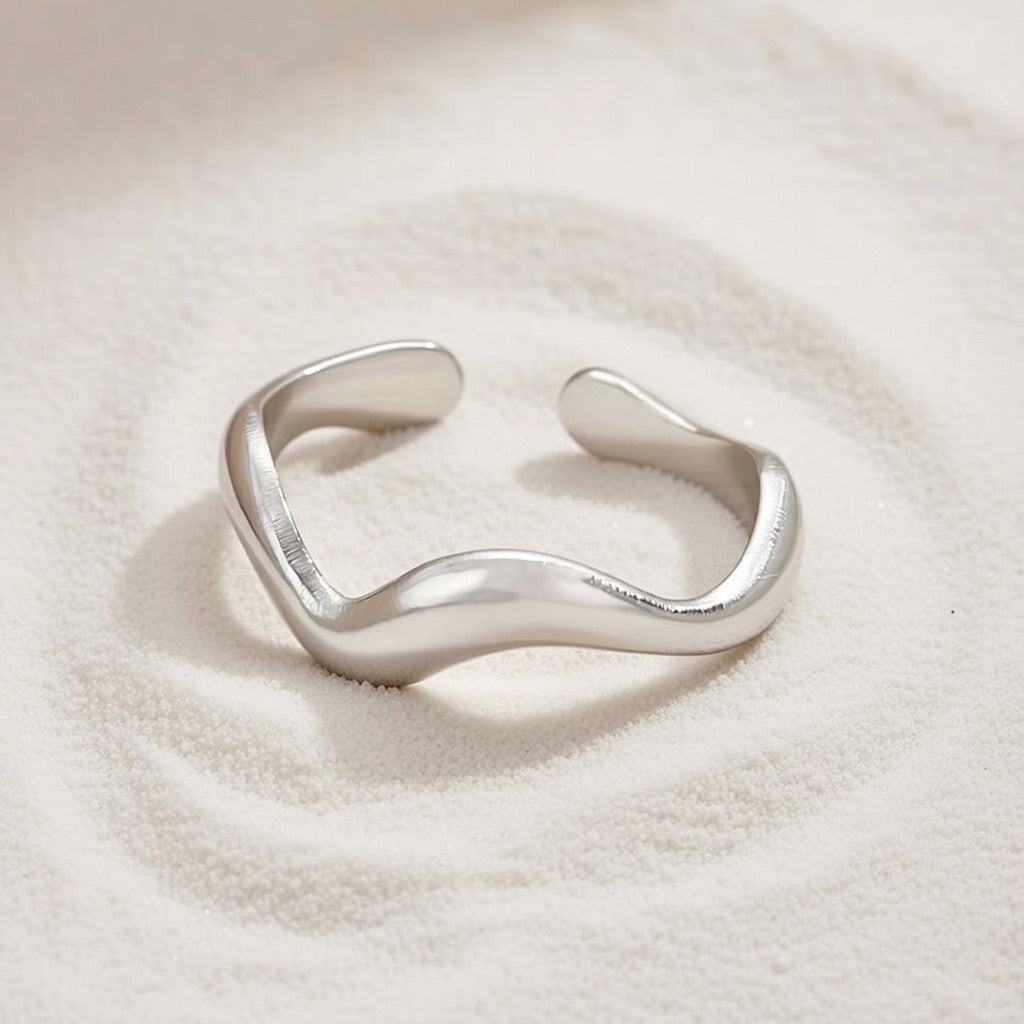 Twyla ~ Silver wave ring image 2