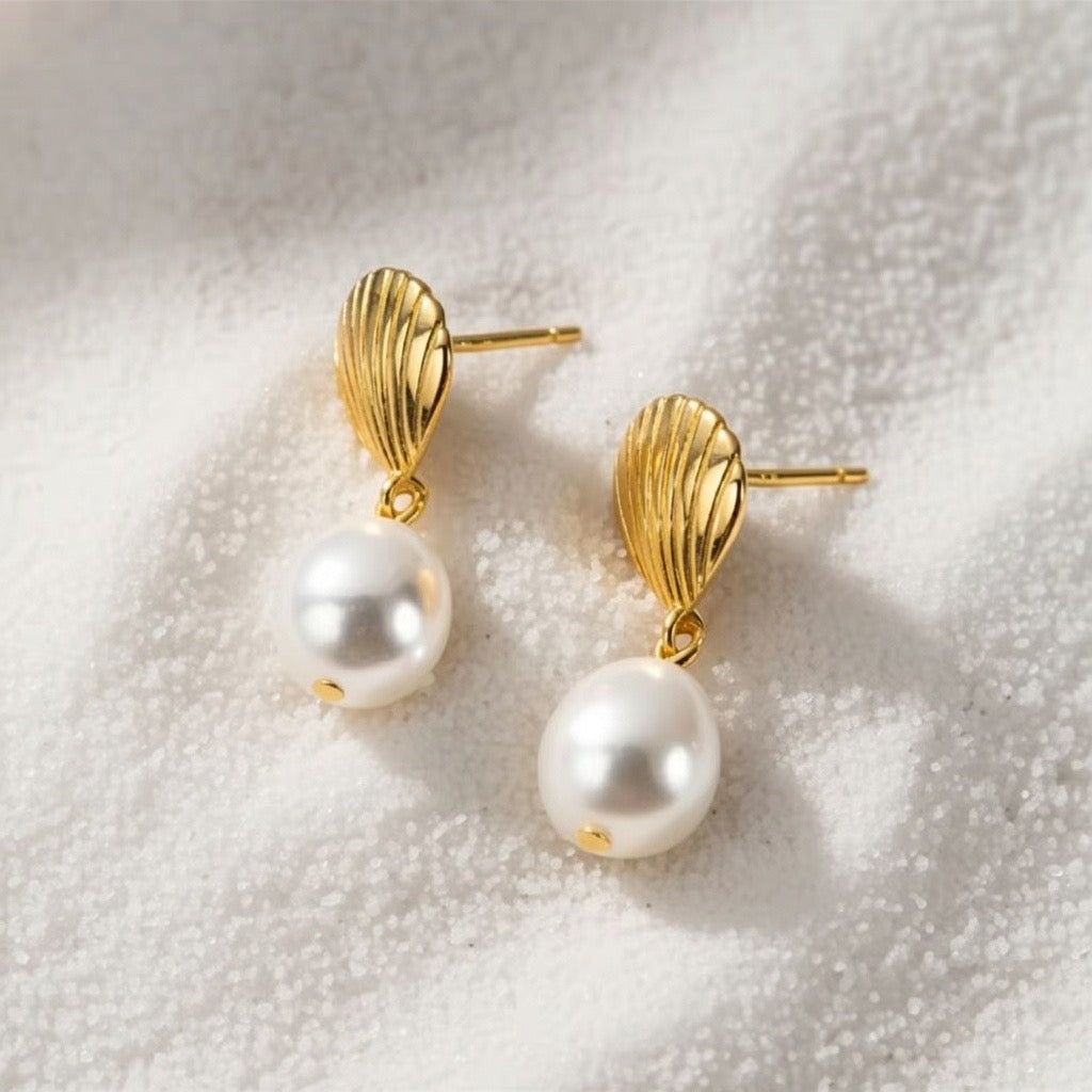 KiKi ~ Seashell & Freshwater pearl earrings image 4