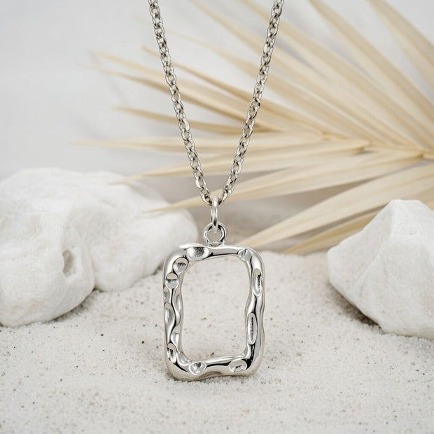Ivy ~ Silver square abstract necklace image 1