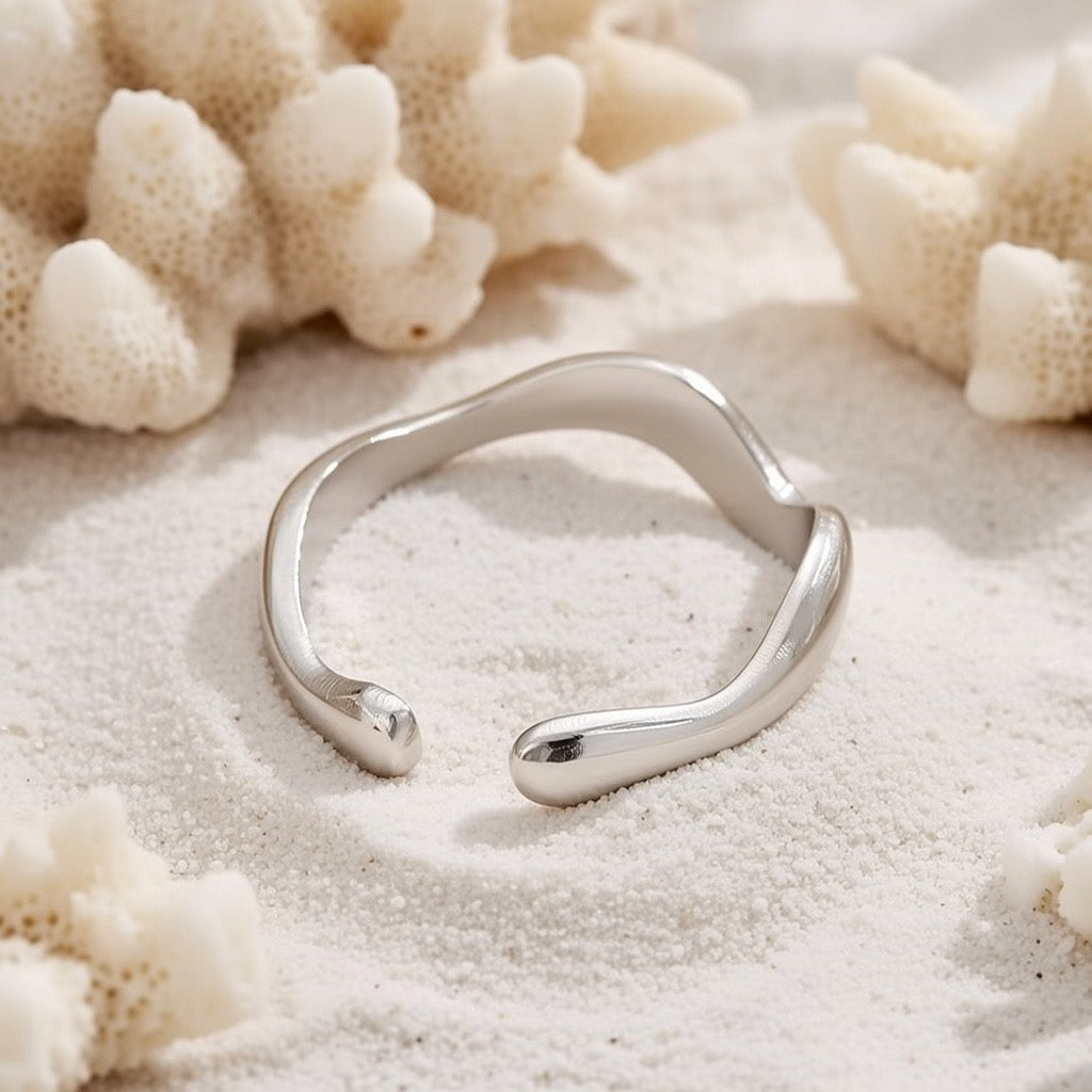 Twyla ~ Silver wave ring image 4