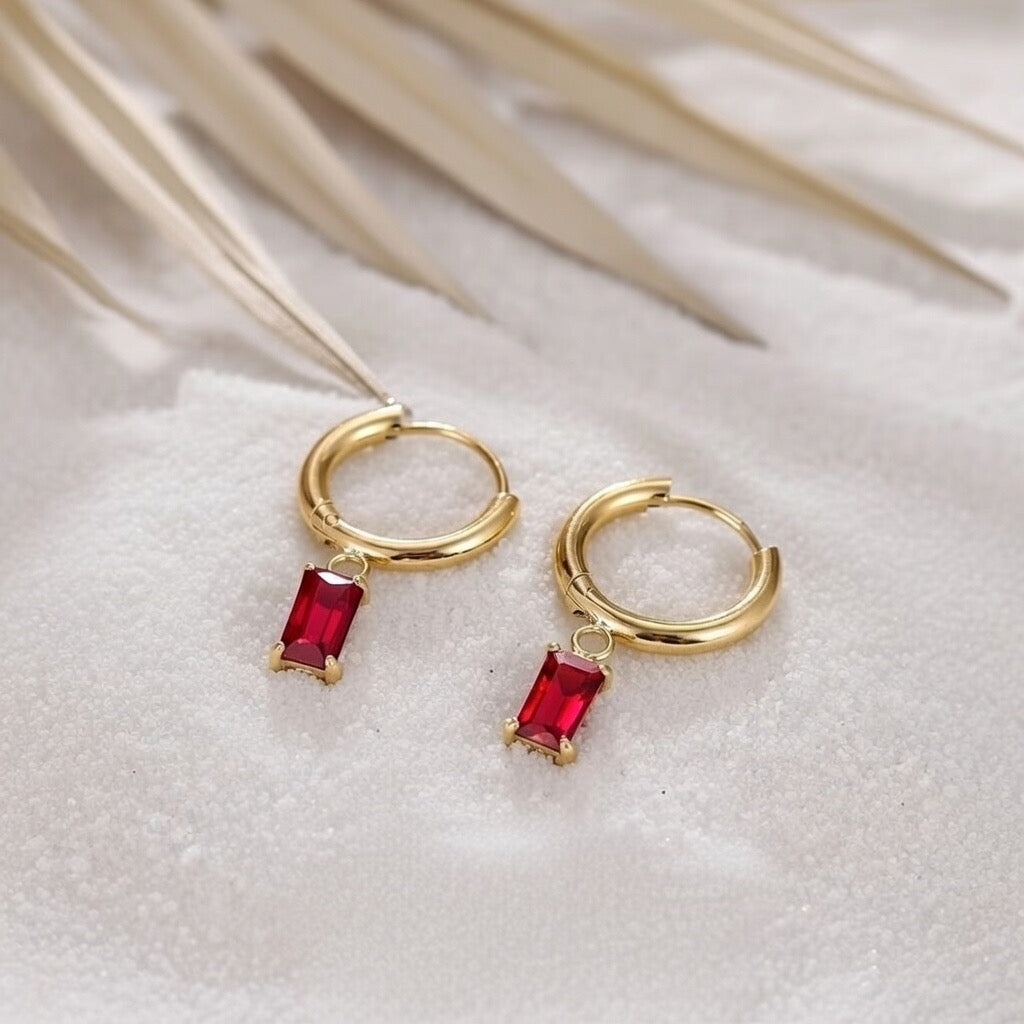 Khalani ~ Dainty Red CZ Huggies image 3