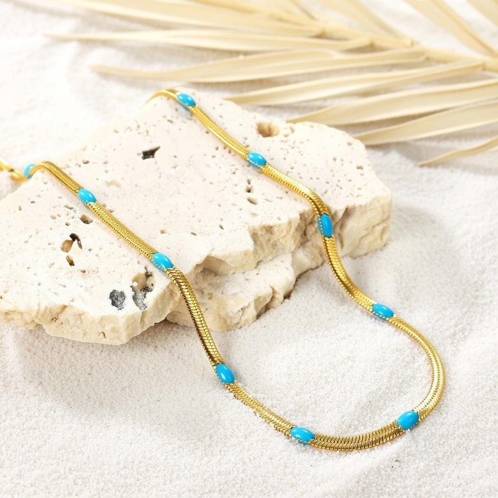 Coralie ~ Blue and gold necklace image 3