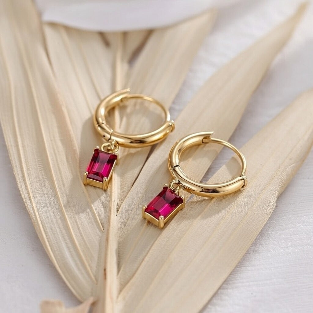 Khalani ~ Dainty Red CZ Huggies image 2