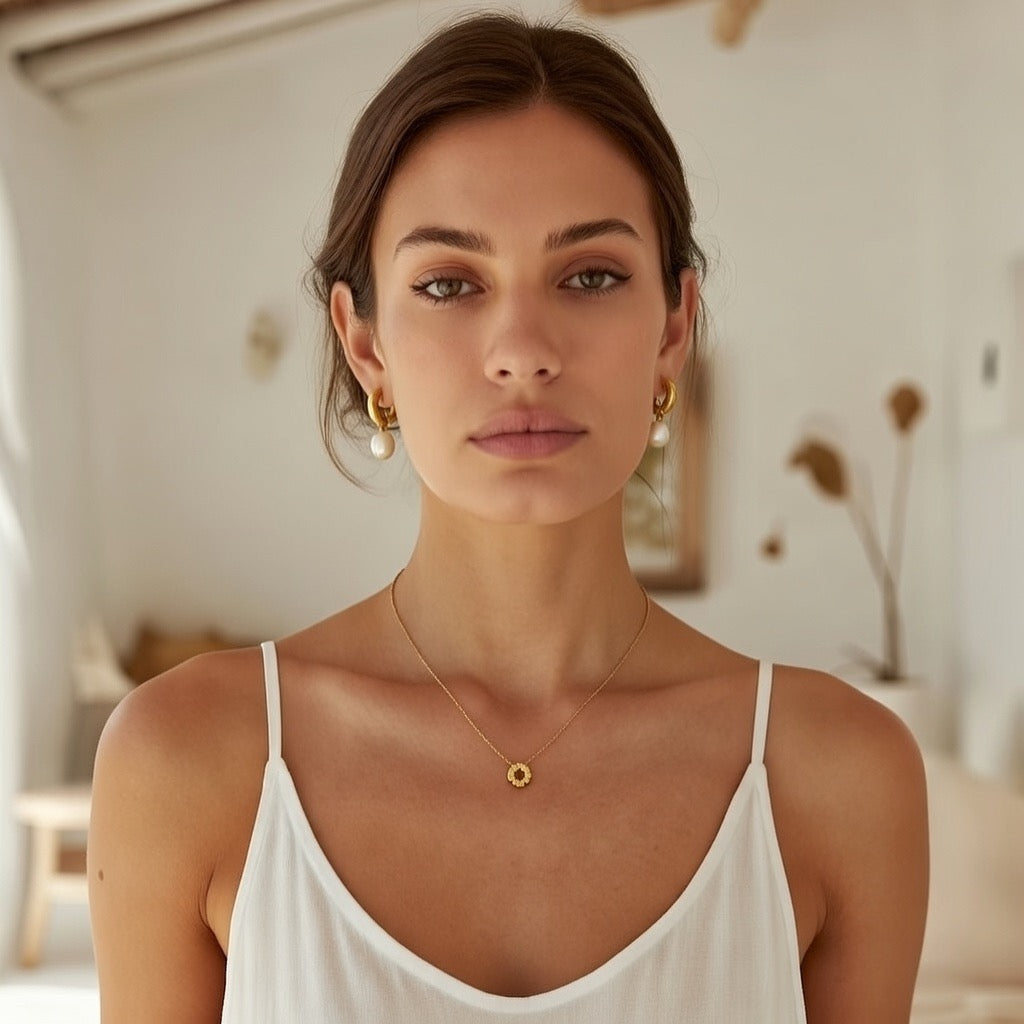 Evie ~ Chunky Hoop Freshwater Pearl Earrings image 0