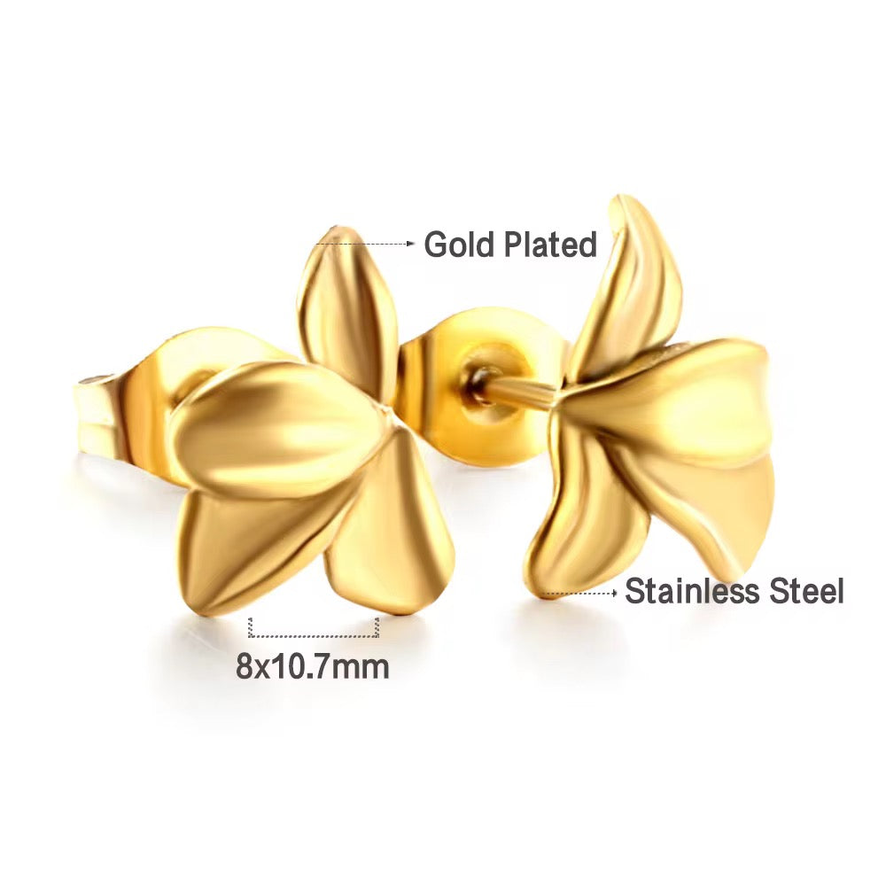 Flora ~ Dainty flower petal earrings gold image 4
