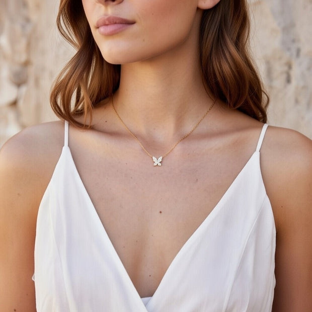 Junie ~ Gold CZ butterfly necklace image 0
