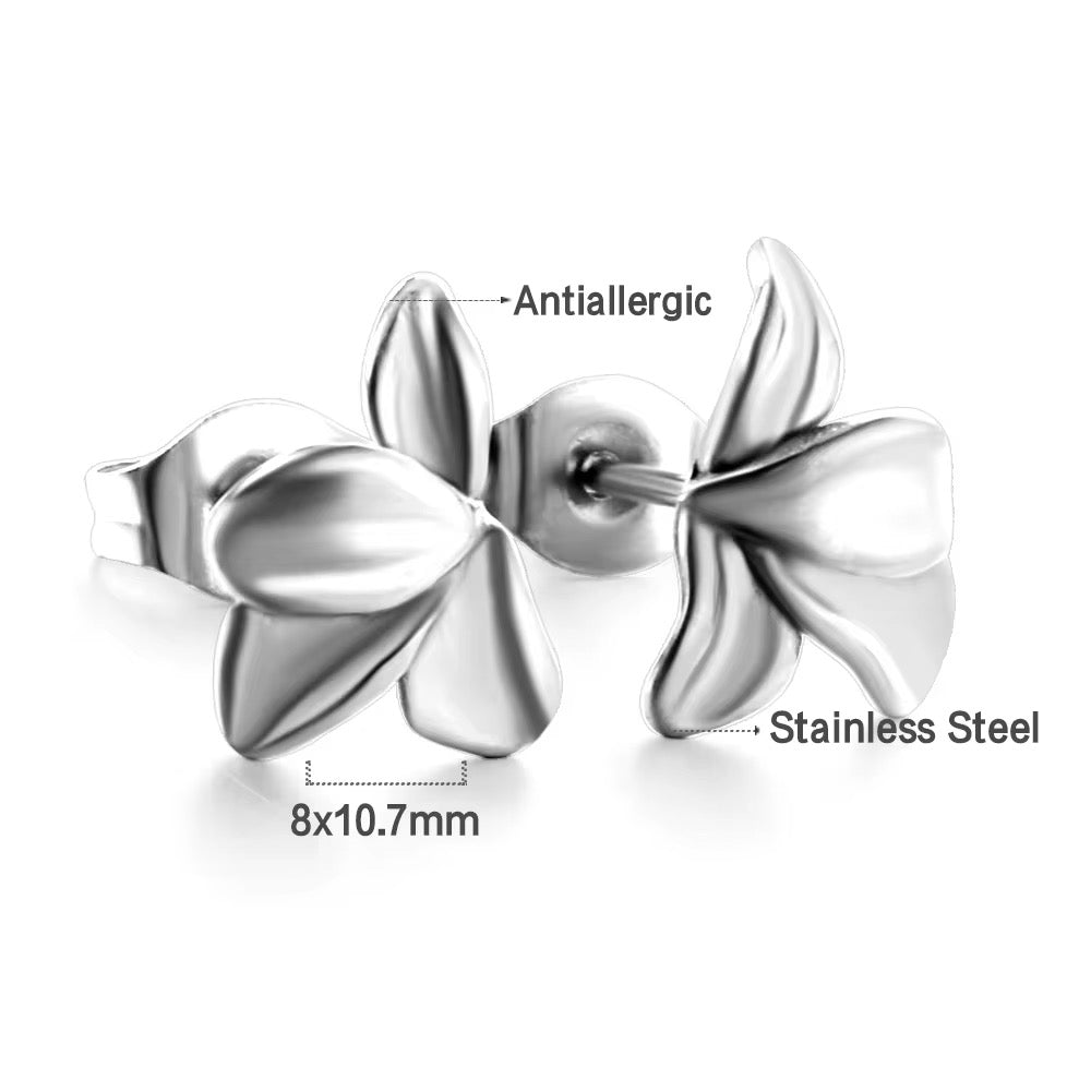 Flora ~ Silver flower petal studs image 4