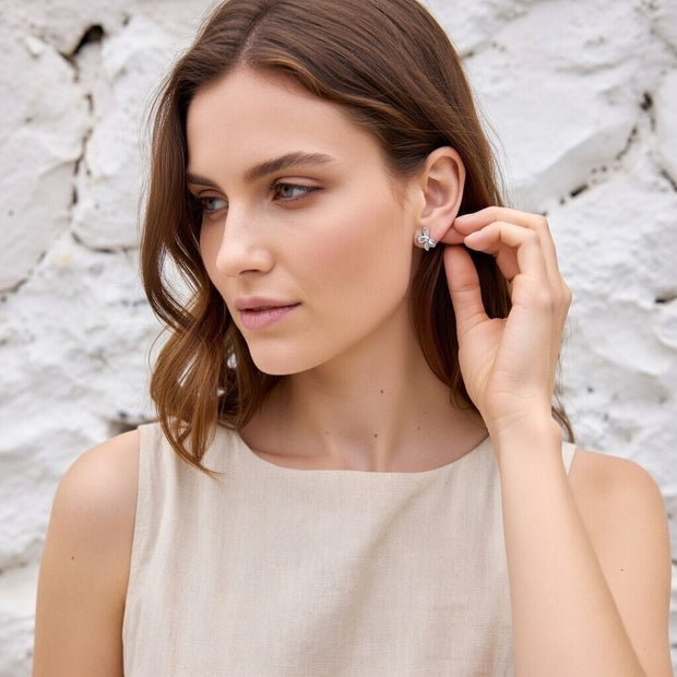 Flora ~ Silver flower petal studs image 0