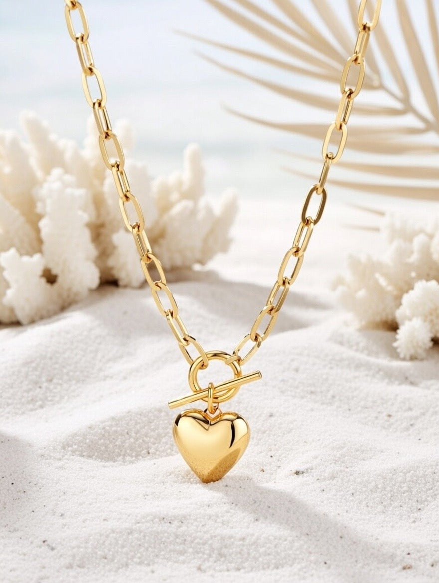 Katie ~ Gold link heart necklace image 4