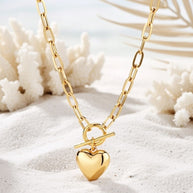 Katie ~ Gold link heart necklace image 4