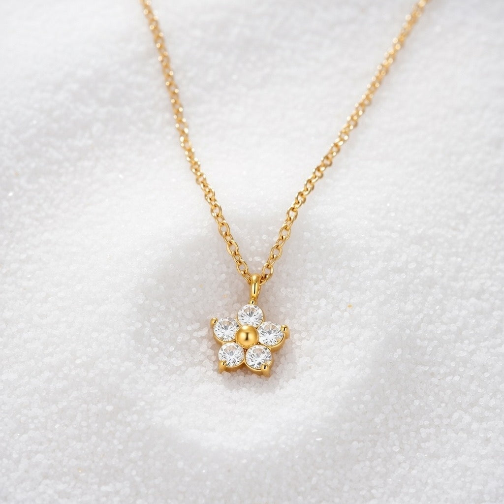 Trinity ~ Dainty CZ flower necklace image 1