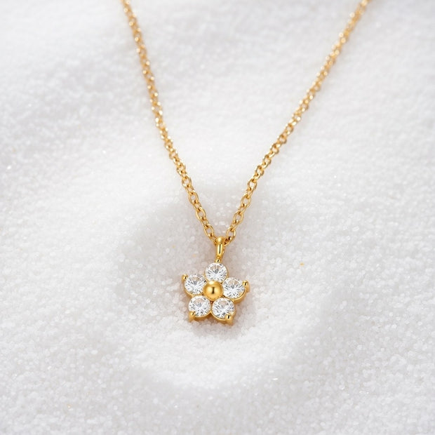 Trinity ~ Dainty CZ flower necklace image 1
