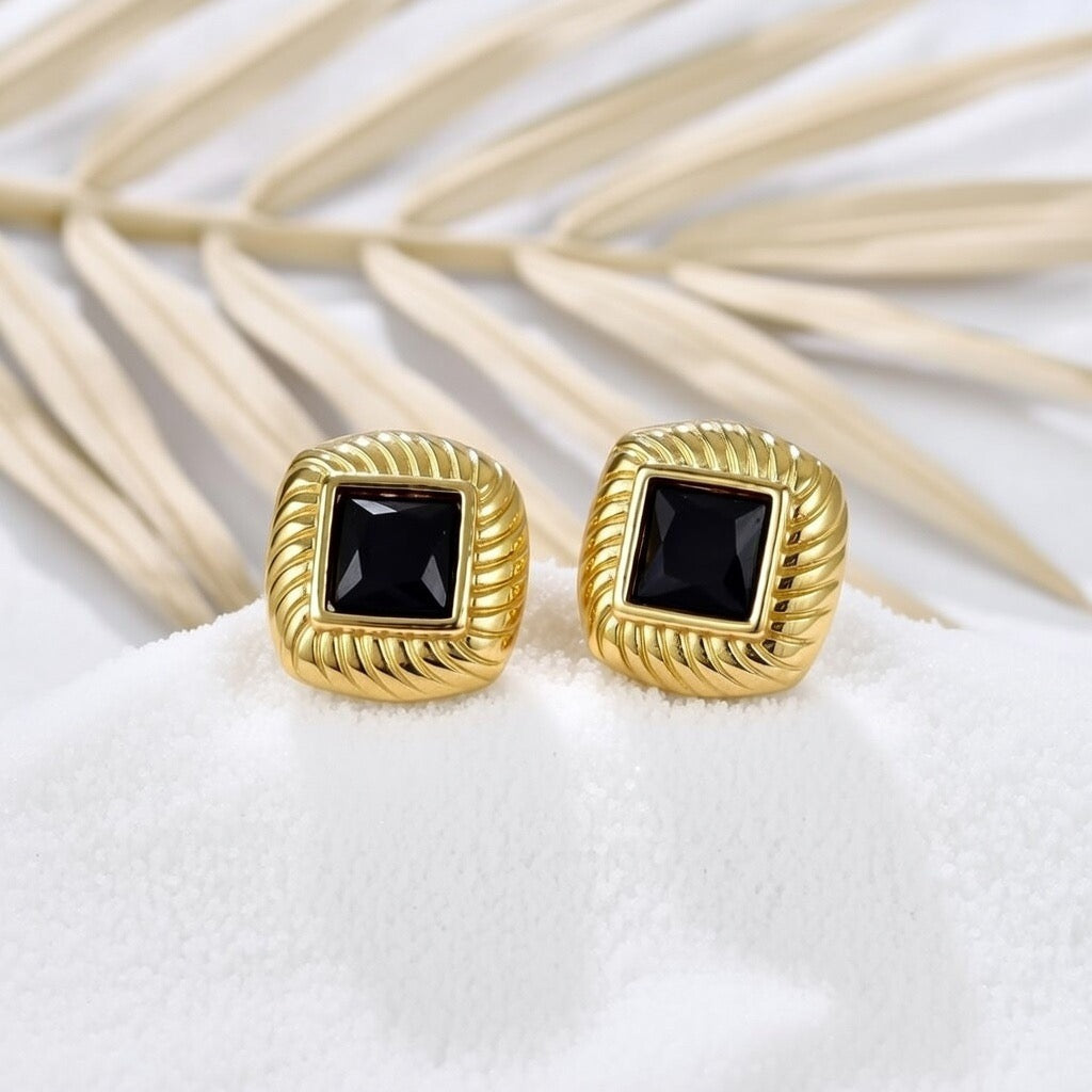Maddie ~ black and gold studs image 1