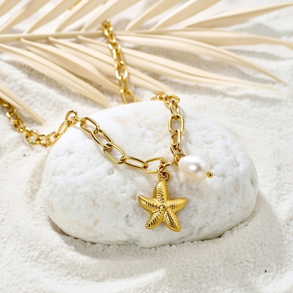 Alyssa ~ Starfish and pearl necklace image 5