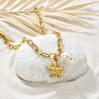Alyssa ~ Starfish and pearl necklace image 5