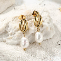 Tash ~ shell and pearl studs image 3