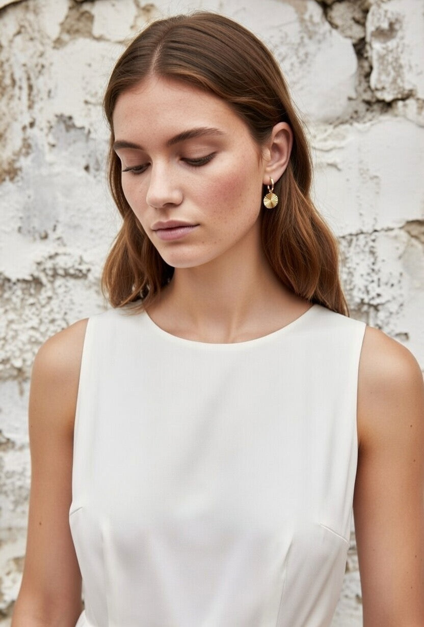 Charlotte ~ Disc huggie earrings image 0