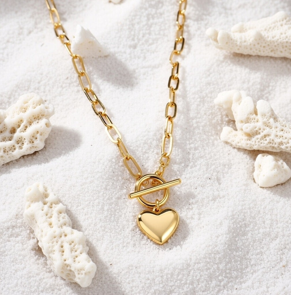 Katie ~ Gold link heart necklace image 5