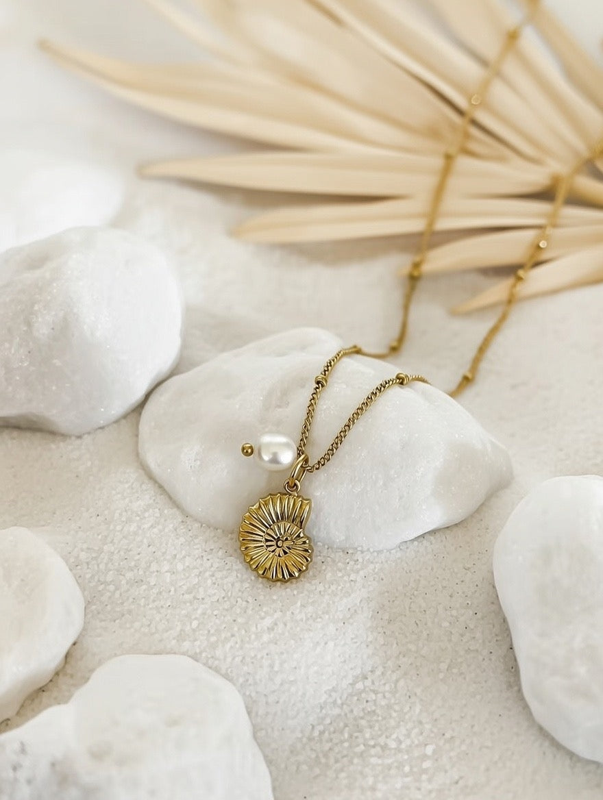 Lexi ~ Shell  and Freshwater pearl necklace image 0