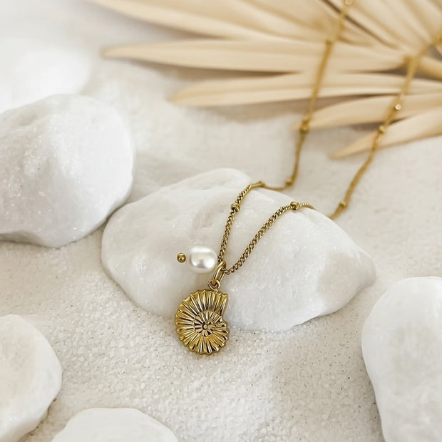 Lexi ~ Shell  and Freshwater pearl necklace image 0