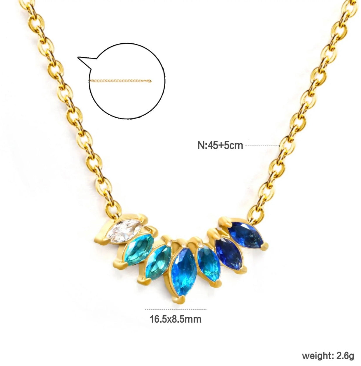 Daphne ~ Ocean blue CZ necklace image 5