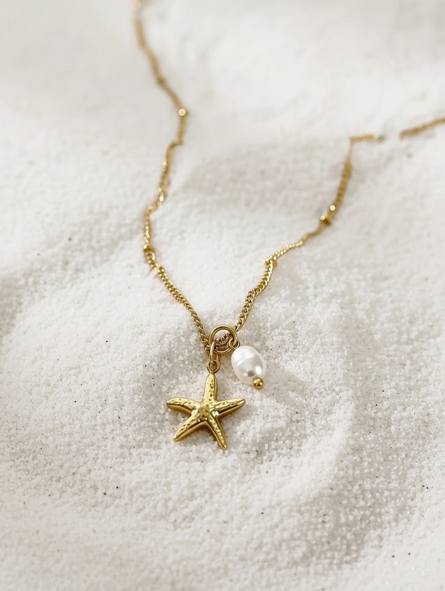 Alexia ~ Starfish and Freshwater pearl necklace image 5